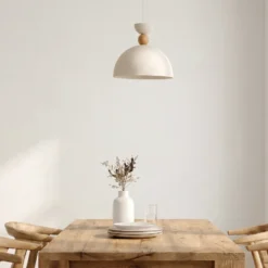 Lámpara colgante Kure, beige, Ø 30 cm, metal, E27