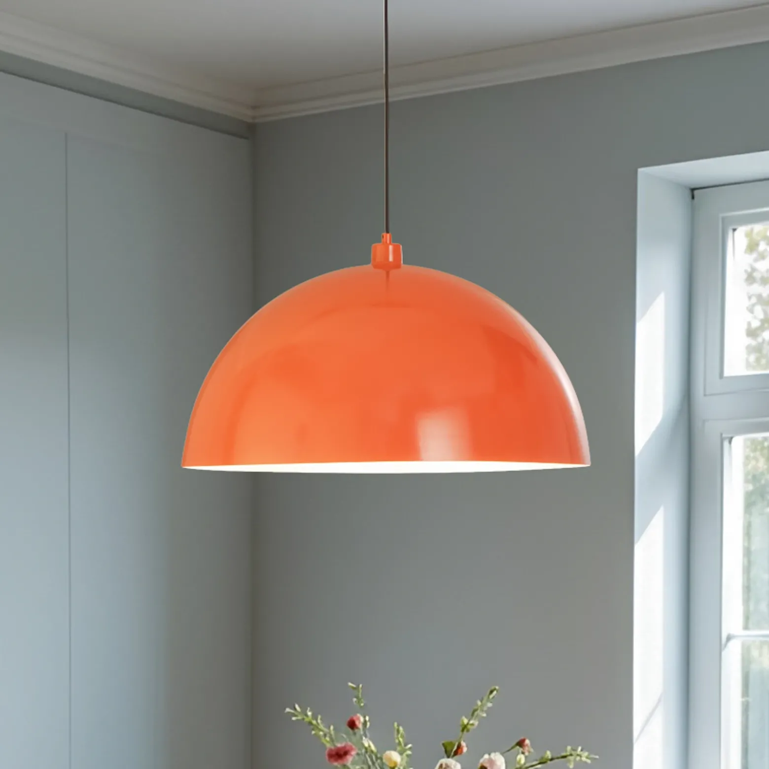 Lámpara colgante Kure, naranja, metal, Ø 60 cm, E27