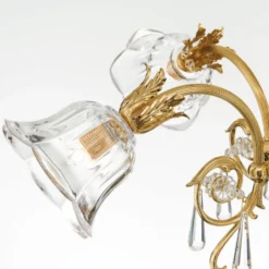 Lámpara colgante La Boheme, dorada, 4 luces, cristal