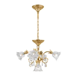 Lámpara colgante La Boheme, dorada, 5 luces, cristal