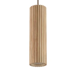 Lámpara colgante Lakewood, marrón, madera, Ø 10 cm, 1 luz