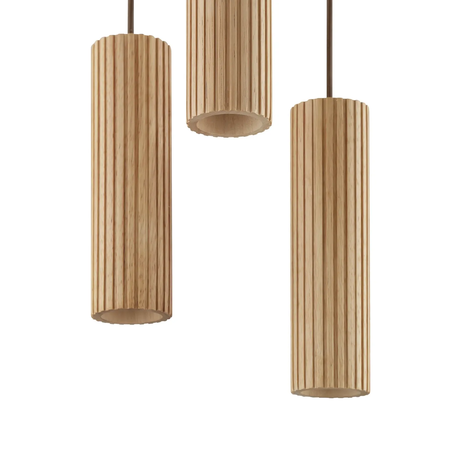 Lámpara colgante Lakewood, marrón, madera, Ø 28 cm, 3 luces