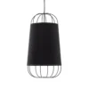 Lámpara colgante Lantern pequeña, textil, metal, negro