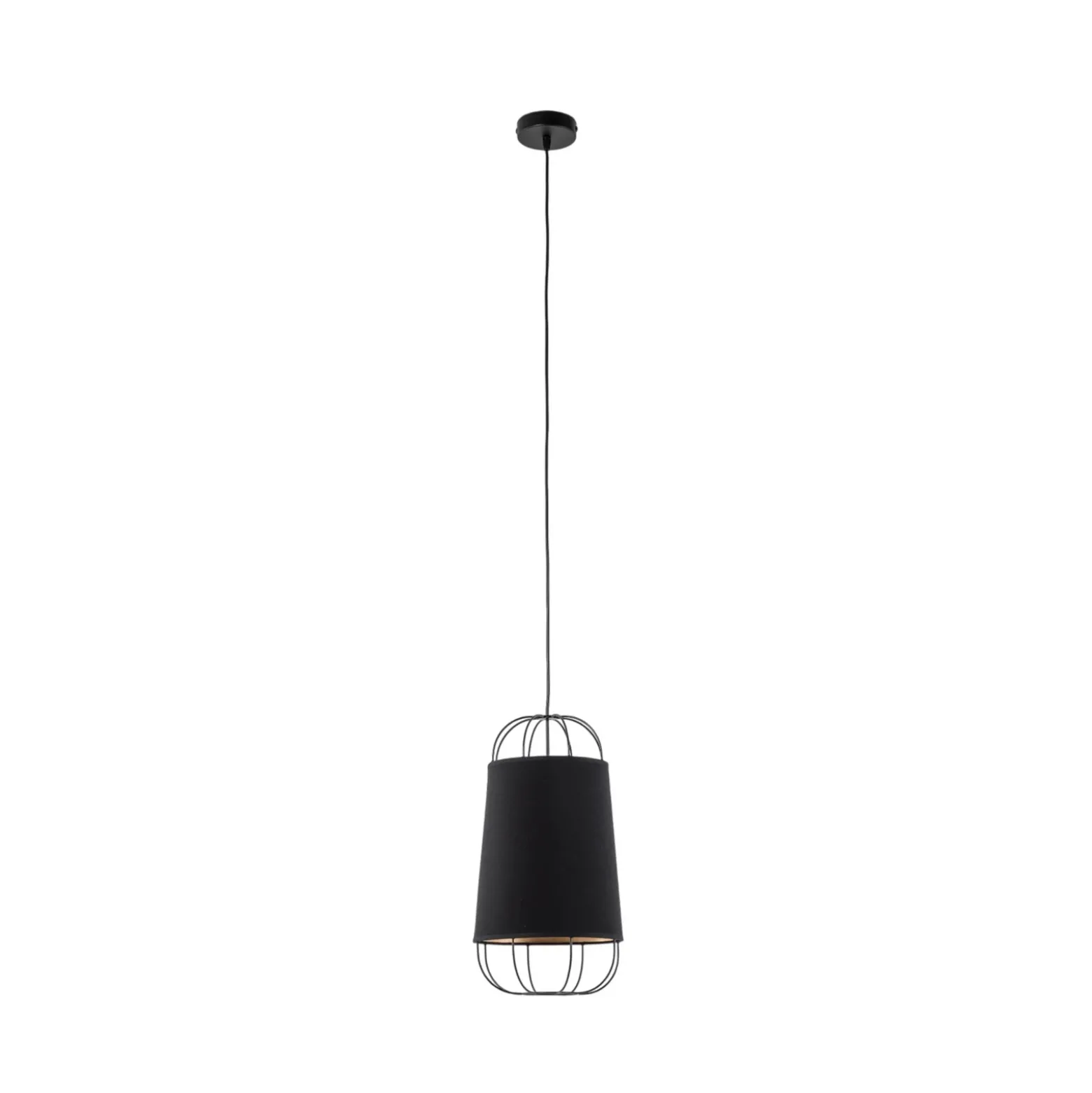 Lámpara colgante Lantern pequeña, textil, metal, negro