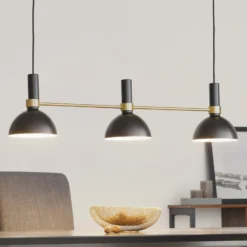 Lámpara colgante Larry en latón y negro, 3 luces