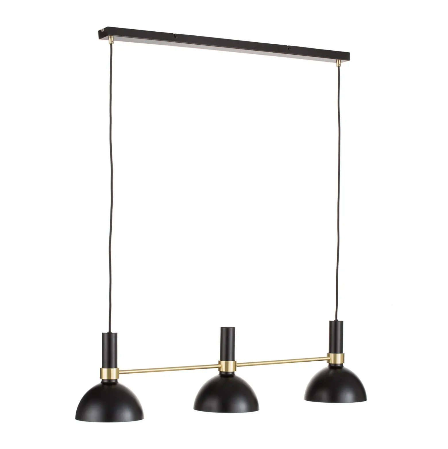 Lámpara colgante Larry en latón y negro, 3 luces