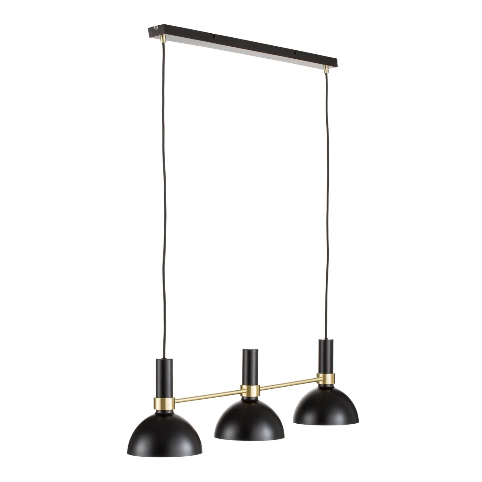 Lámpara colgante Larry en latón y negro, 3 luces