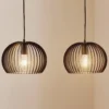Lámpara colgante Larus de acero negro, 2 luces