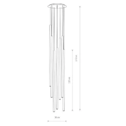 Lámpara colgante Laser, 7 luces, negro