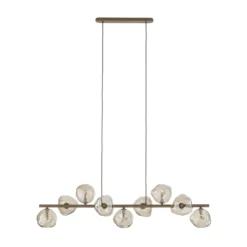 Lámpara colgante Lava, beige, 9 luces, cristal, longitud 116 cm, G9