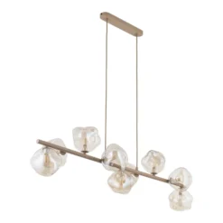 Lámpara colgante Lava, beige, 9 luces, cristal, longitud 116 cm, G9