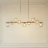 Lámpara colgante Lava, beige, 9 luces, cristal, longitud 116 cm, G9