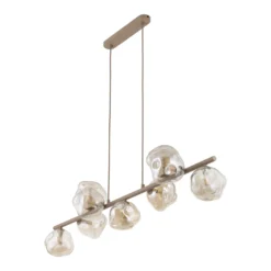 Lámpara colgante Lava, beige, 9 luces, cristal, longitud 116 cm, G9
