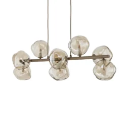 Lámpara colgante Lava, beige, 9 luces, cristal, longitud 116 cm, G9