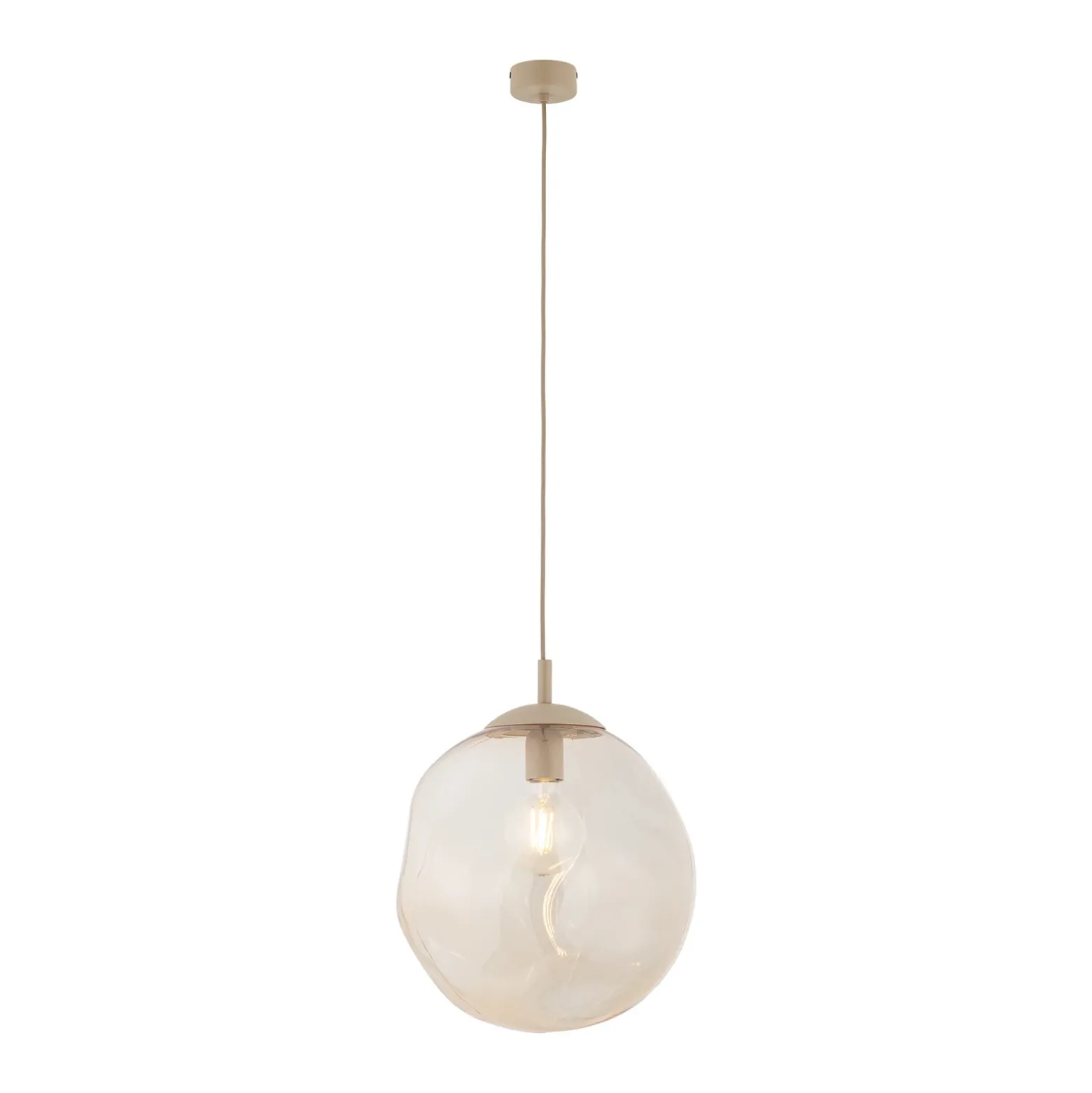 Lámpara colgante Lava, Ø 35 cm, E27, arena/coñac, cristal