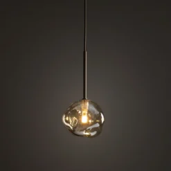 Lámpara colgante Lava, Ø 15 cm, G9, arena/coñac, cristal