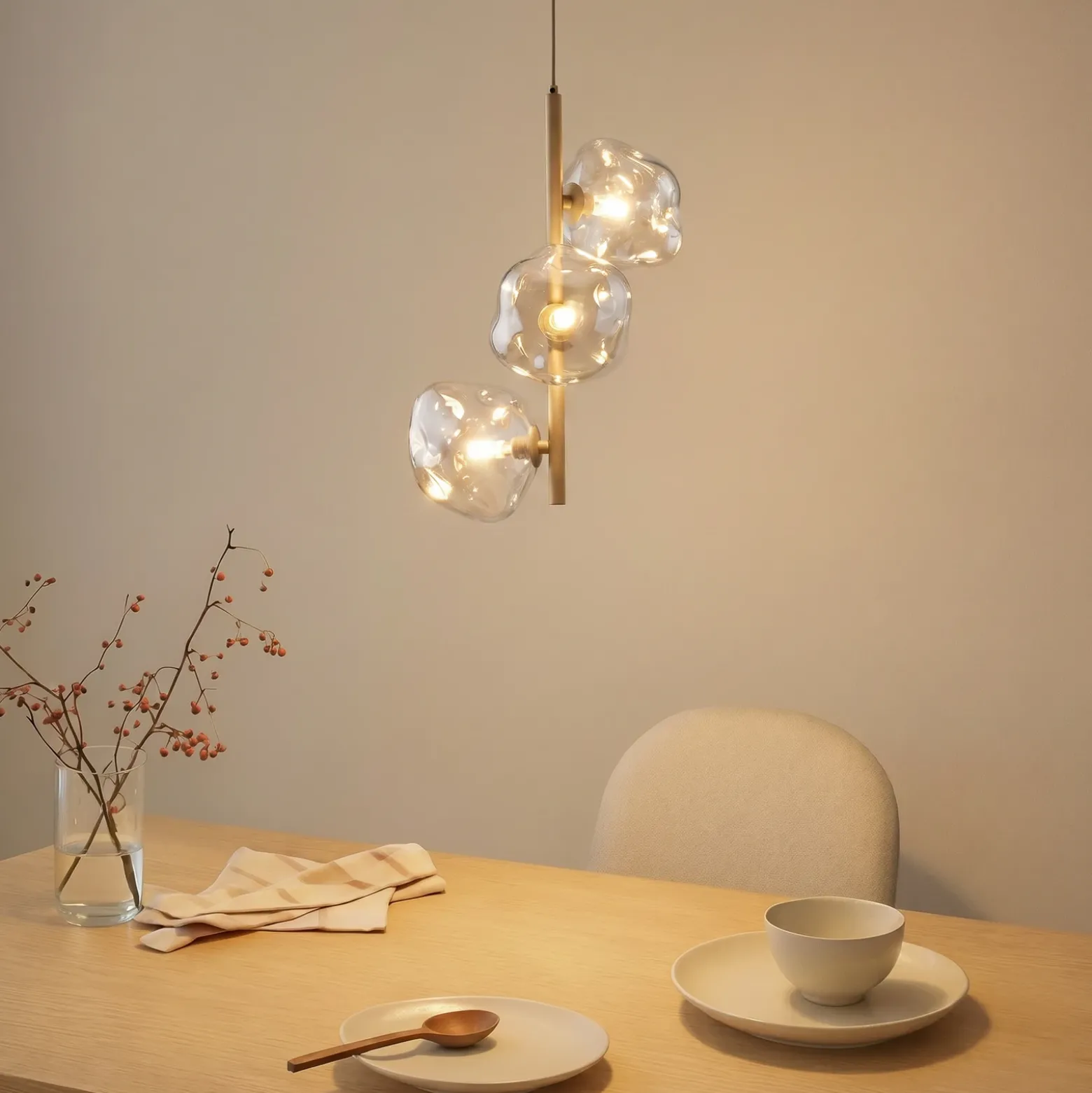 Lámpara colgante Lava, 3 luces, Ø 29 cm, arena/coñac, G9