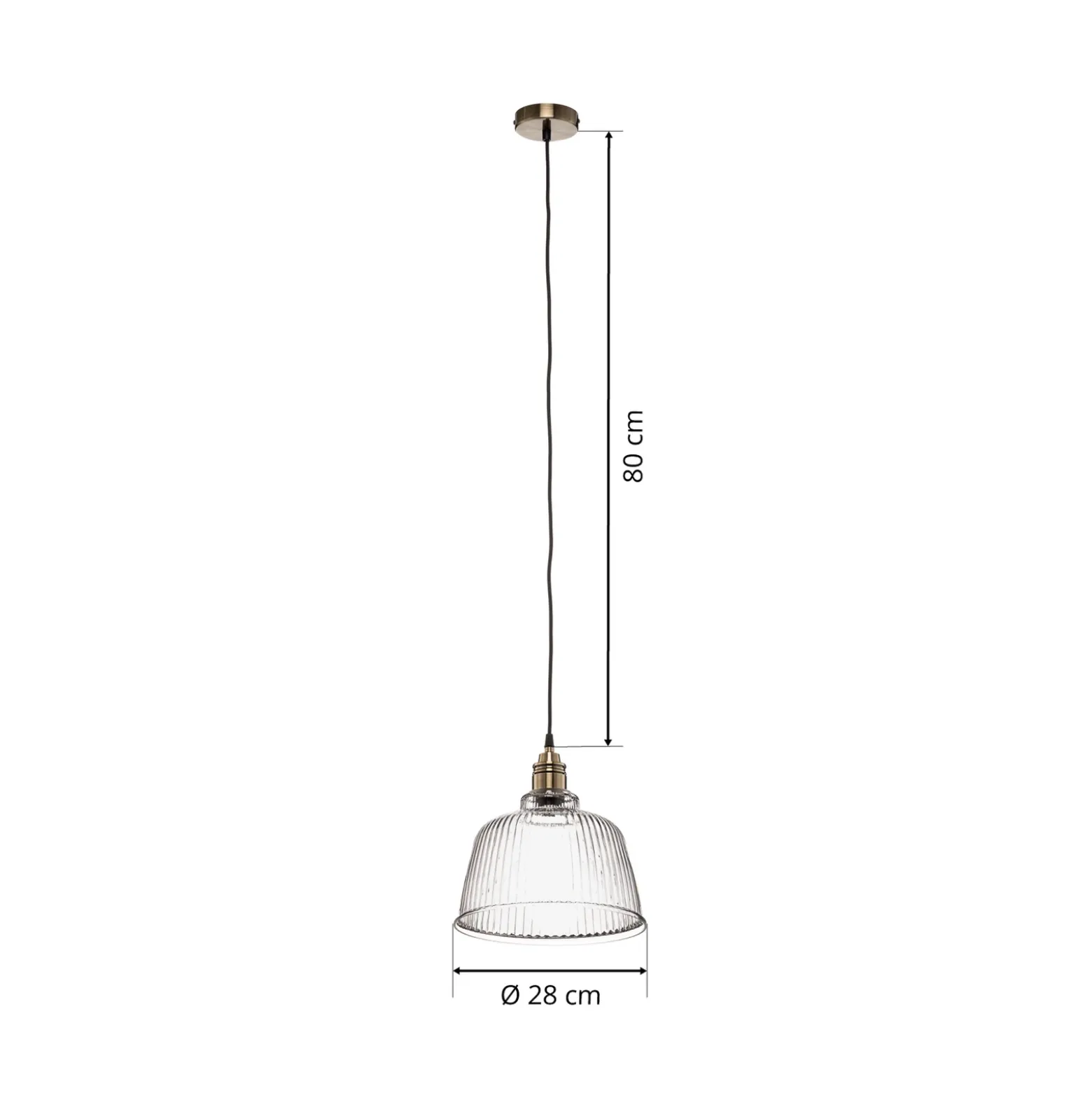 Lámpara colgante Leana, cristal transparente, 1 luz, latón envejecido