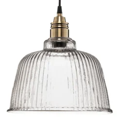 Lámpara colgante Leana, cristal transparente, 1 luz, latón envejecido
