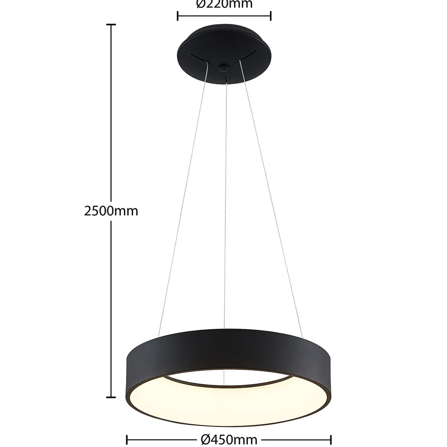 Lámpara colgante LED Aleksi de Arcchio, Ø 45 cm, negro, metal, CCT