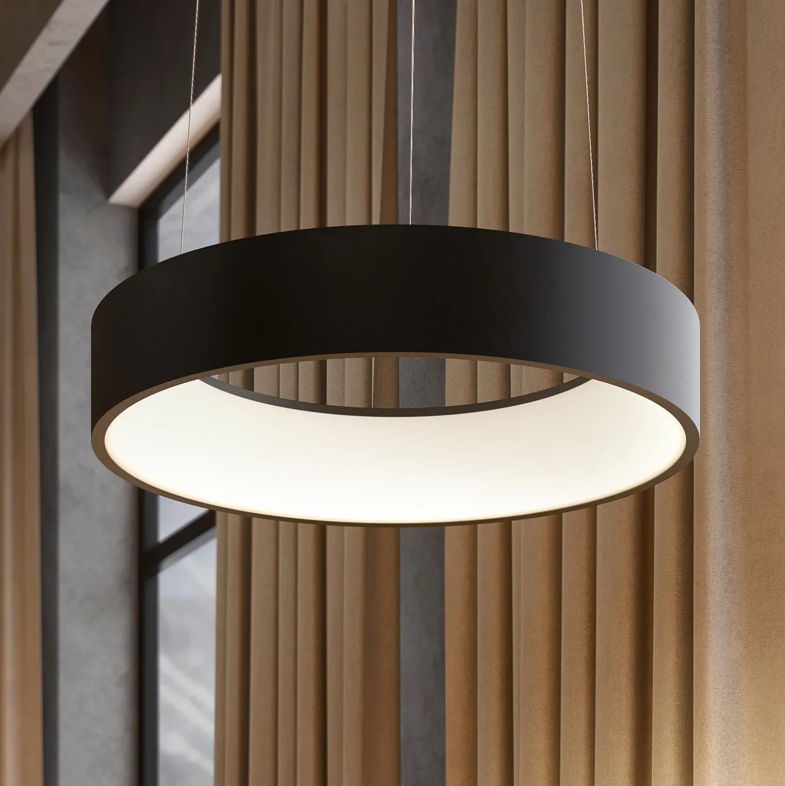 Lámpara colgante LED Aleksi de Arcchio, Ø 45 cm, negro, metal, CCT