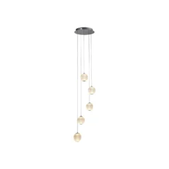 Lámpara colgante LED Allure, cromo, redonda, 5 luces
