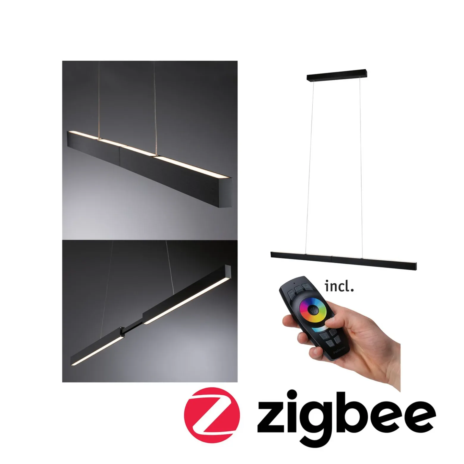 Lámpara colgante LED Aptare de Paulmann, negra, 2700 K, inteligente, atenuable.