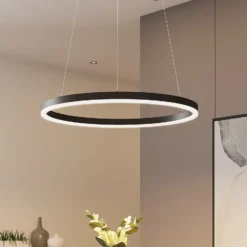Lámpara colgante LED Arcchio Albiona, negra, 1 anillo, Ø 60 cm