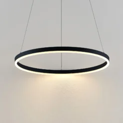 Lámpara colgante LED Arcchio Albiona, negra, 1 anillo, Ø 60 cm