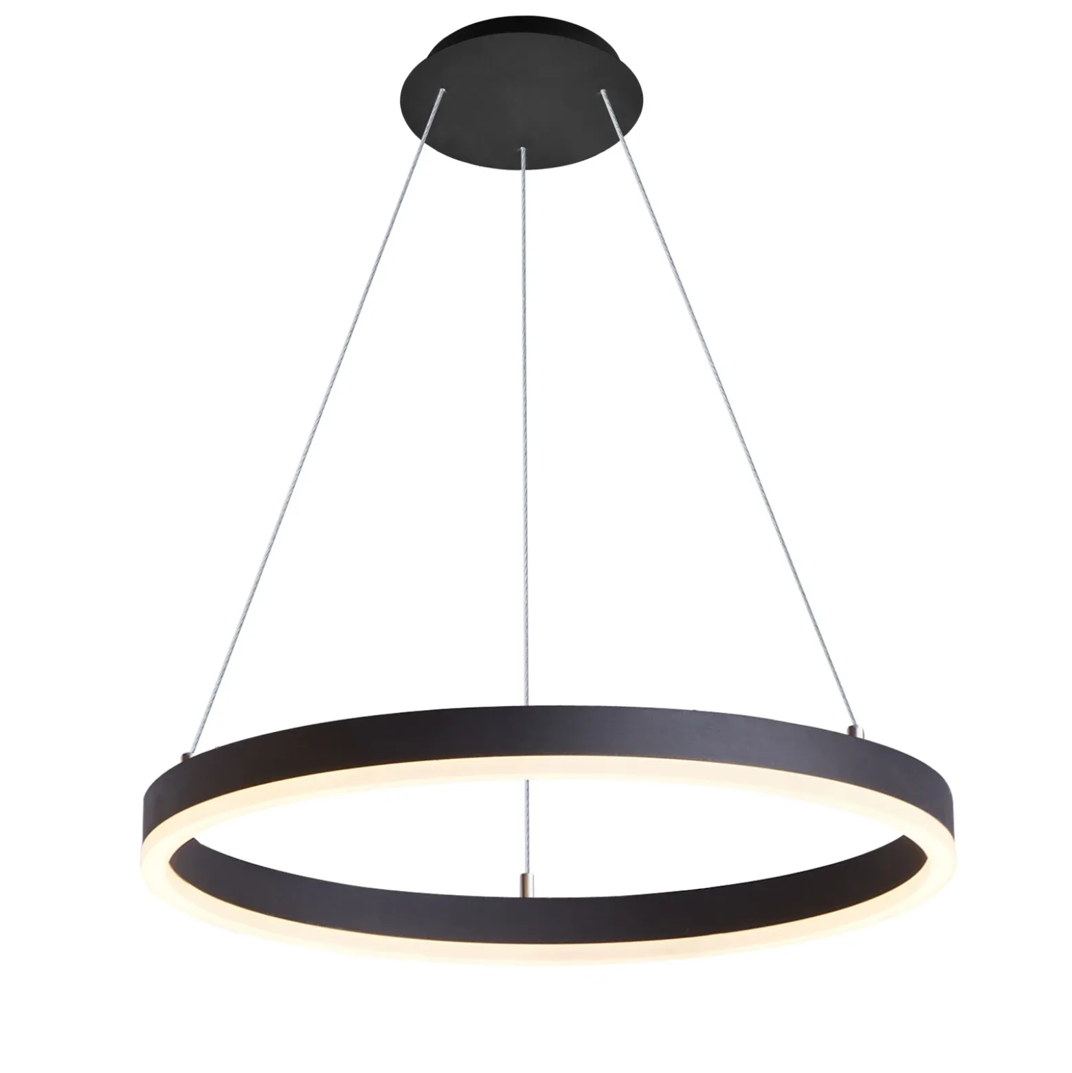 Lámpara colgante LED Arcchio Albiona, negra, 1 anillo, Ø 60 cm