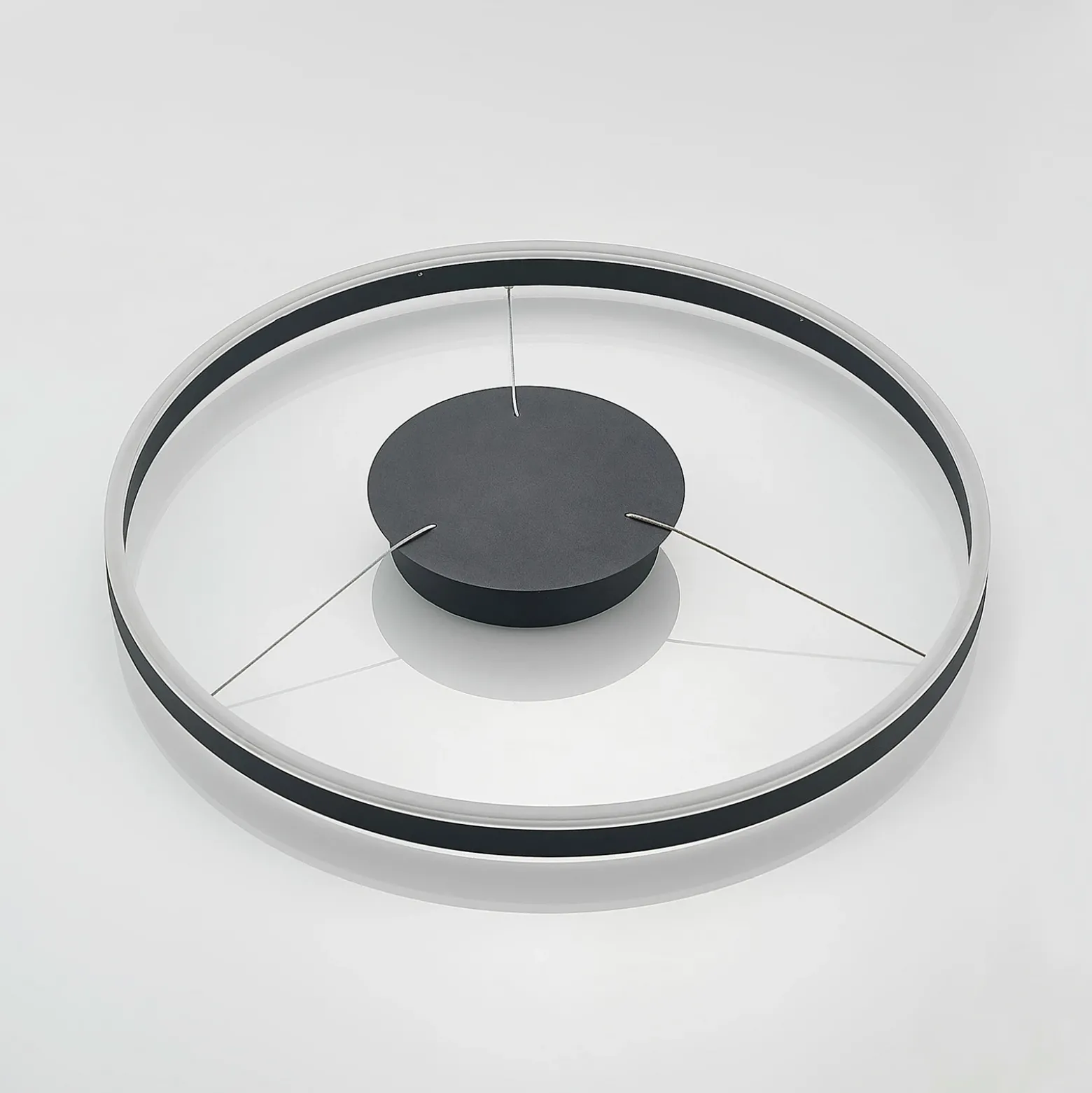 Lámpara colgante LED Arcchio Albiona, negra, 1 anillo, Ø 60 cm