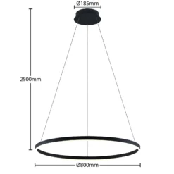 Lámpara colgante LED Arcchio Albiona, negra, 1 anillo, Ø 80 cm