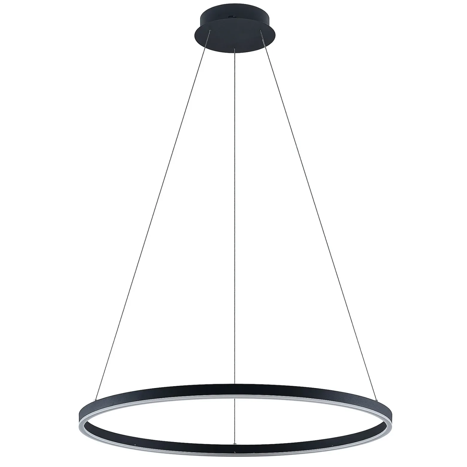 Lámpara colgante LED Arcchio Albiona, negra, 1 anillo, Ø 80 cm