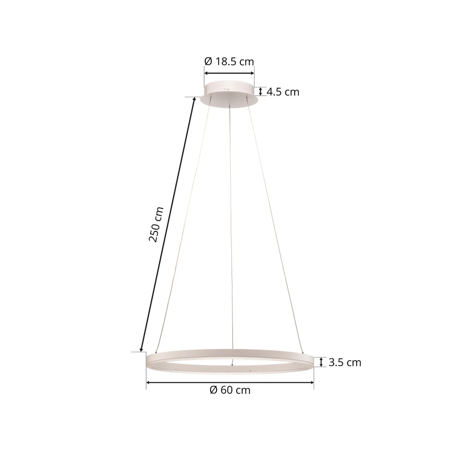 Lámpara colgante LED Arcchio Albiona, blanca, 1 anillo, Ø 60 cm