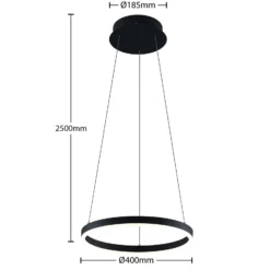 Lámpara colgante LED Arcchio Albiona, negra, 1 anillo, Ø 40 cm