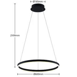 Lámpara colgante LED Arcchio Albiona, negra, 1 anillo, Ø 60 cm