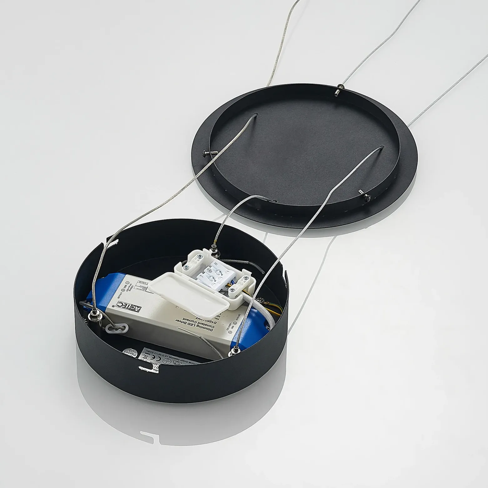 Lámpara colgante LED Arcchio Albiona, negra, 1 anillo, Ø 60 cm