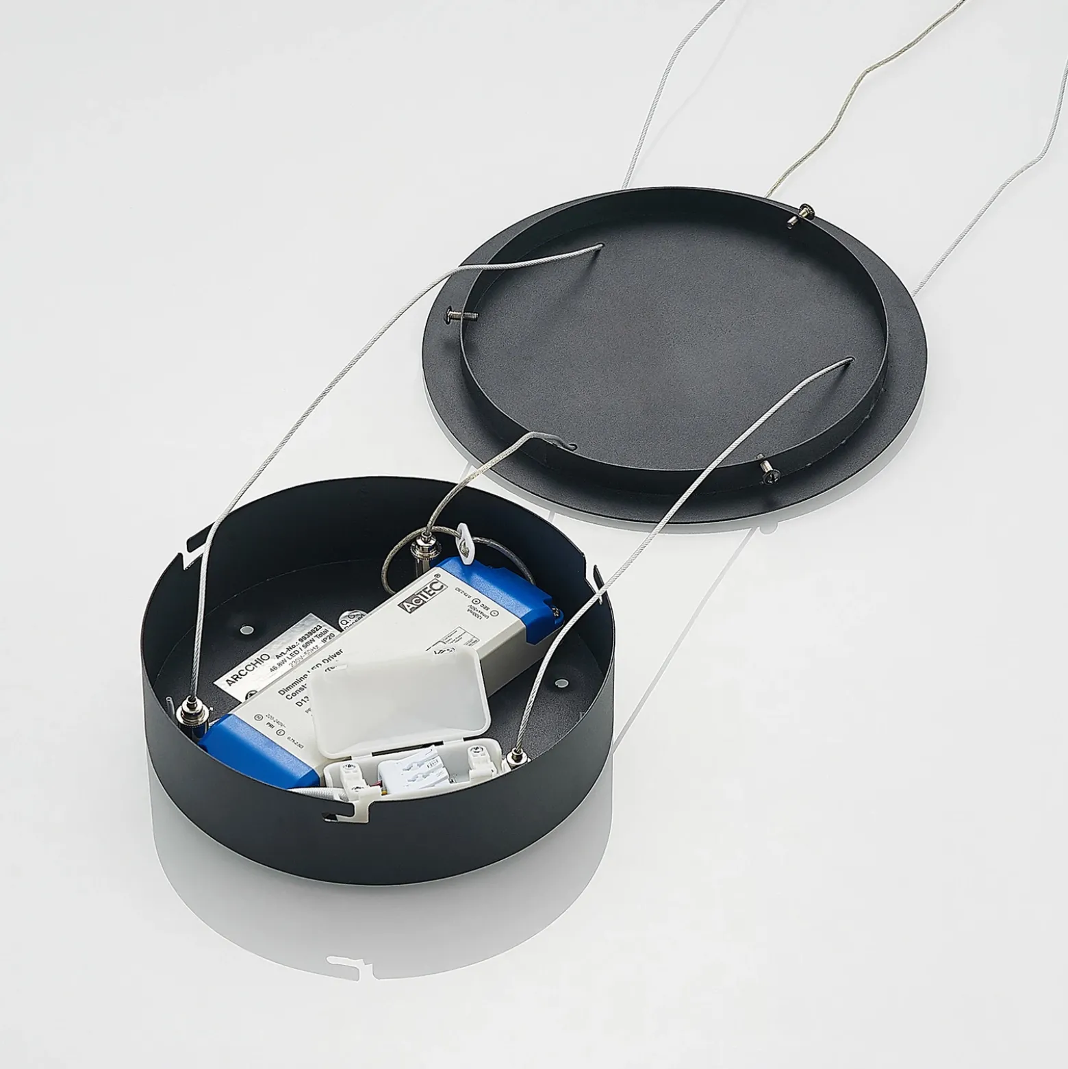 Lámpara colgante LED Arcchio Albiona, negra, 1 anillo, Ø 80 cm
