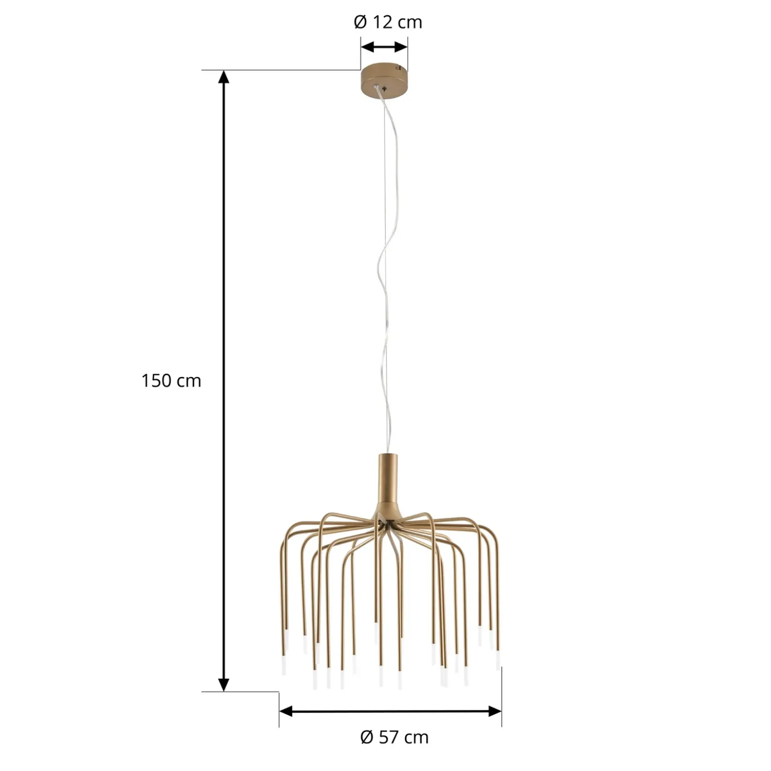 Lámpara colgante LED Ariadne de Lucande, Ø 57 cm, dorado mate, 20 lámparas.