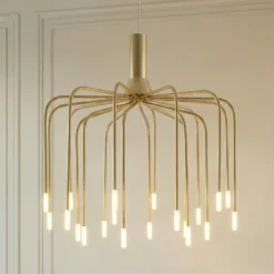 Lámpara colgante LED Ariadne de Lucande, Ø 57 cm, dorado mate, 20 lámparas.