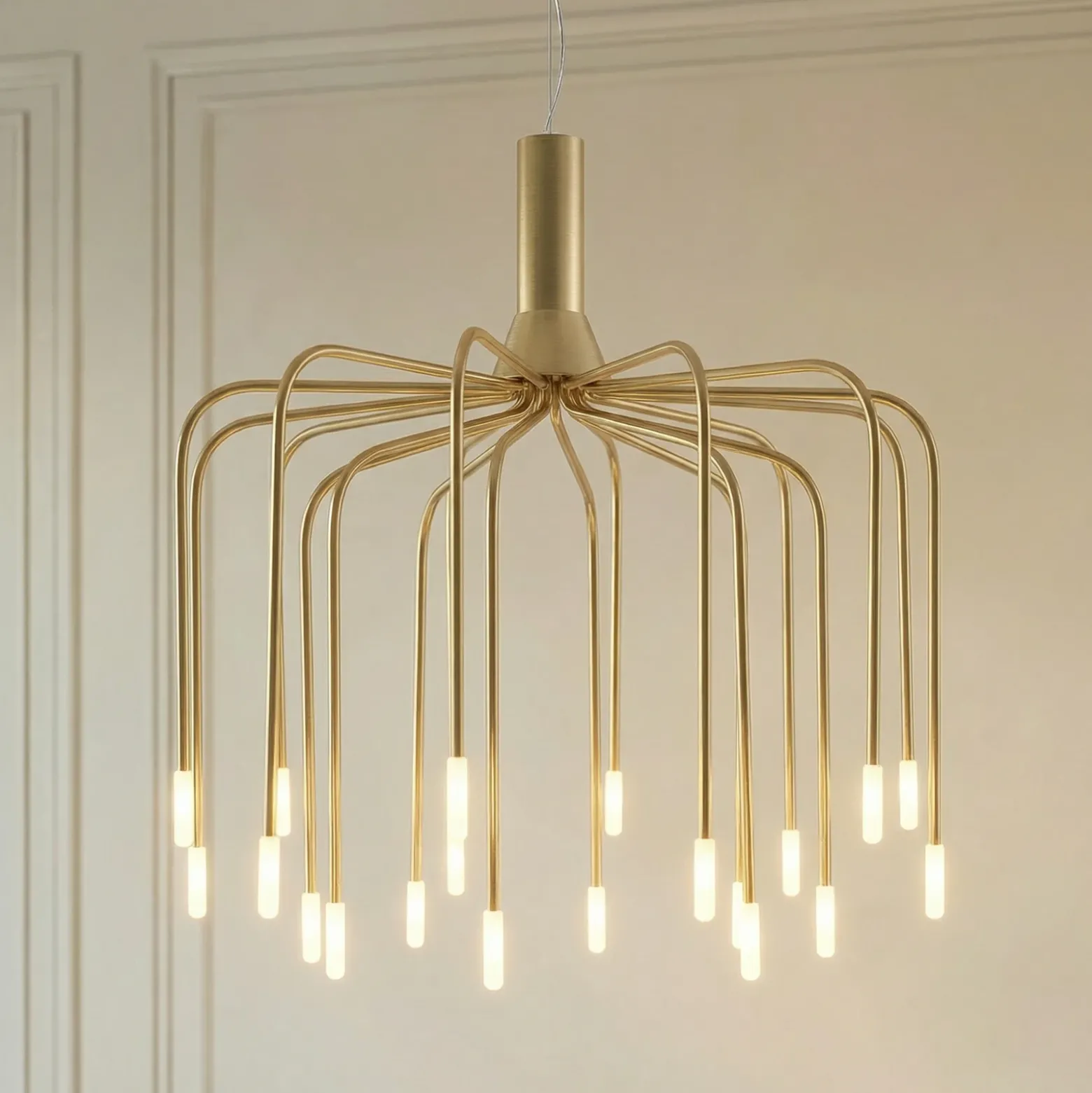 Lámpara colgante LED Ariadne de Lucande, Ø 57 cm, dorado mate, 20 lámparas.