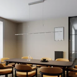 Lámpara colgante LED Arnik de Lucande, 180 cm, color níquel, atenuable