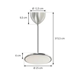 Lámpara colgante LED Artist, Ø 25 cm, color acero, acero inoxidable