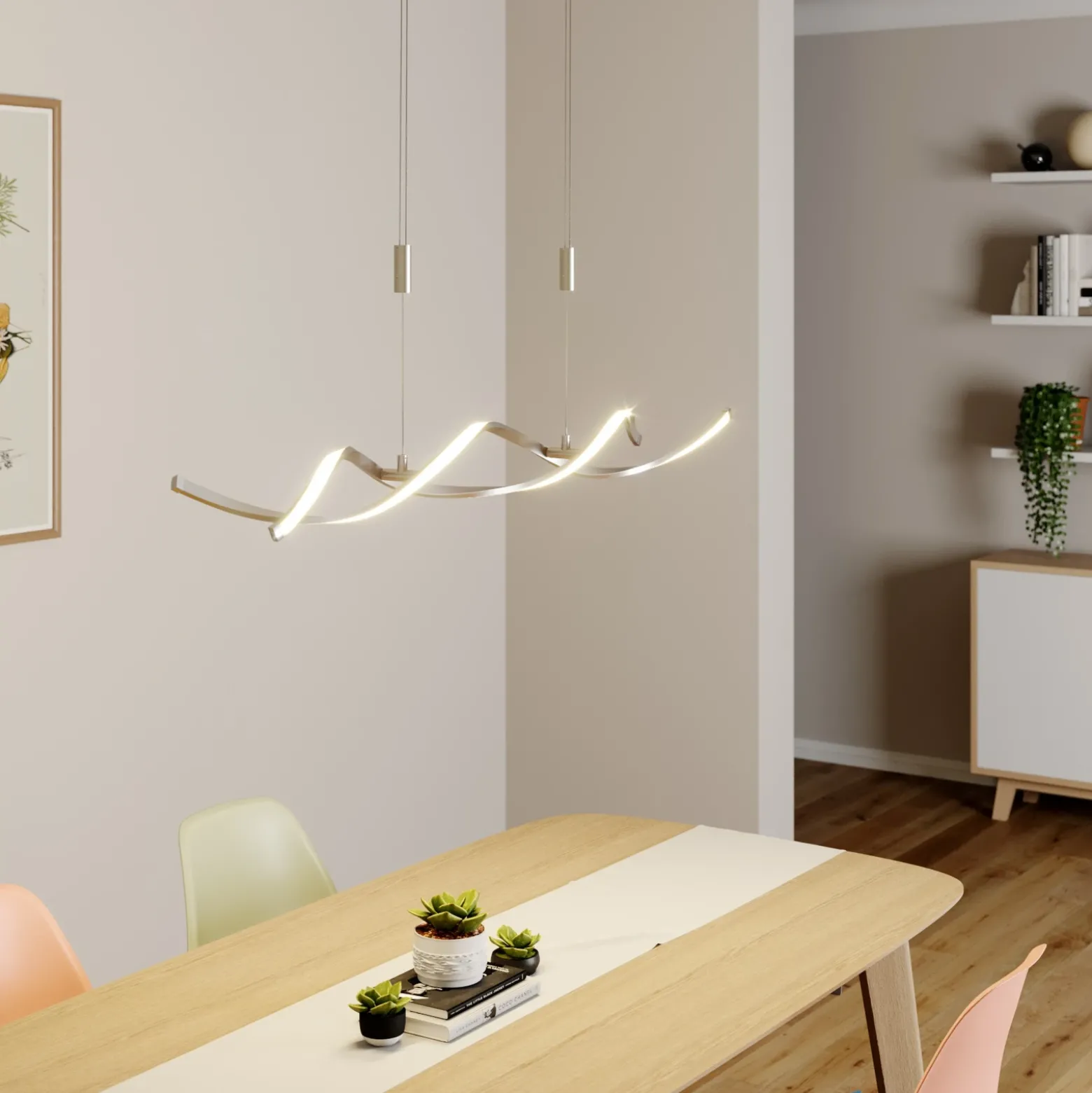 Lámpara colgante LED Auron de Lindby, color níquel, metal, atenuable