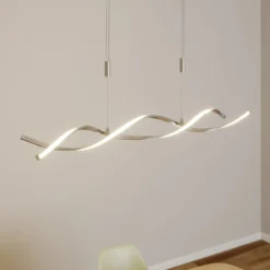 Lámpara colgante LED Auron de Lindby, color níquel, metal, atenuable