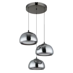 Lámpara colgante LED Avila, gris humo/negro, cristal, CCT, atenuable
