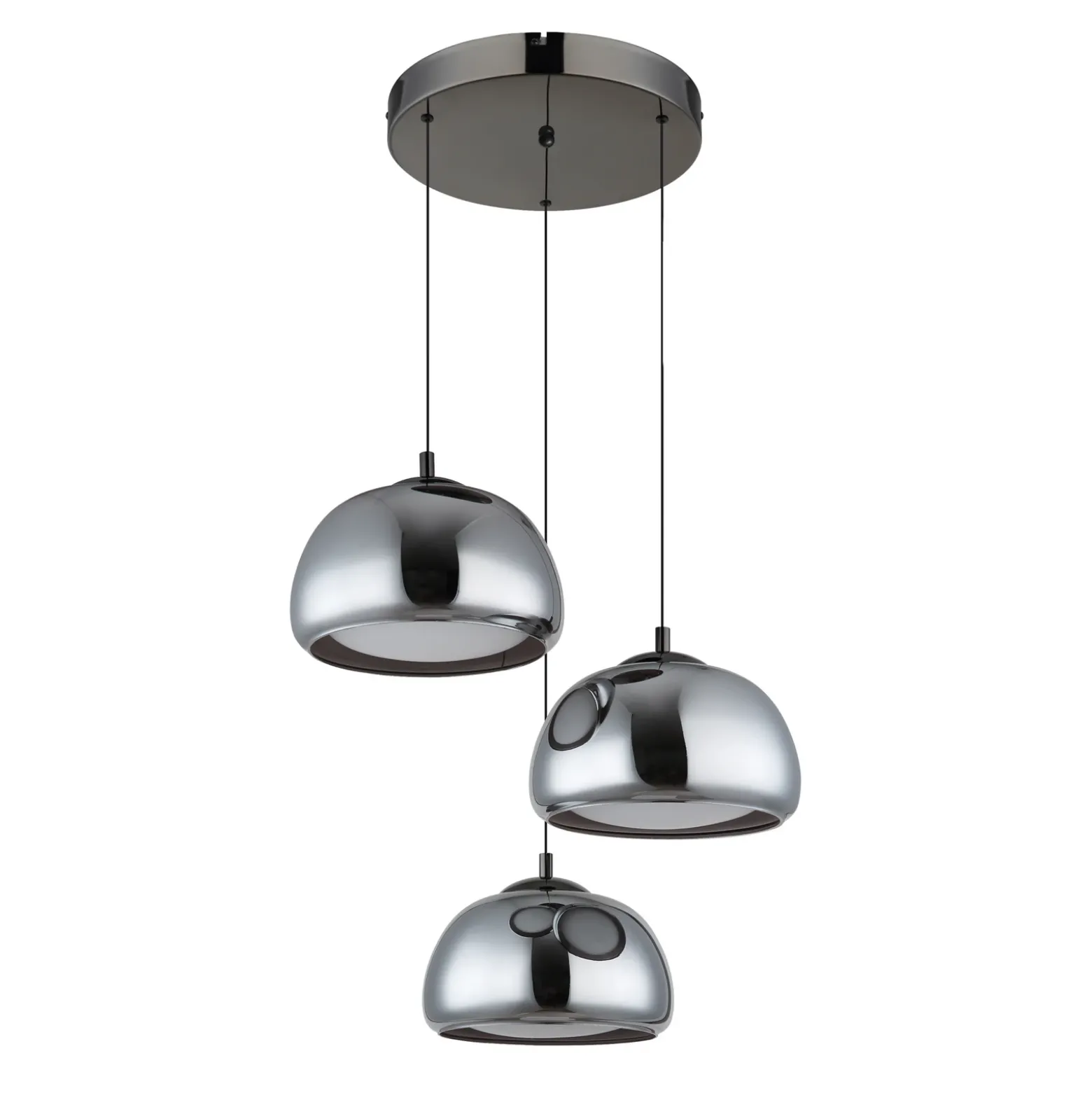Lámpara colgante LED Avila, gris humo/negro, cristal, CCT, atenuable