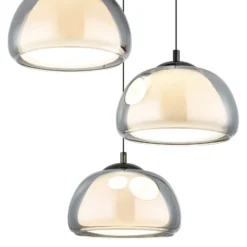 Lámpara colgante LED Avila, gris humo/negro, cristal, CCT, atenuable
