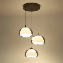 Lámpara colgante LED Avila, gris humo/negro, cristal, CCT, atenuable