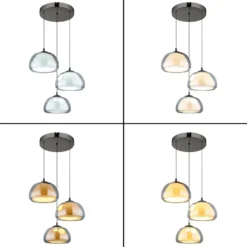 Lámpara colgante LED Avila, gris humo/negro, cristal, CCT, atenuable